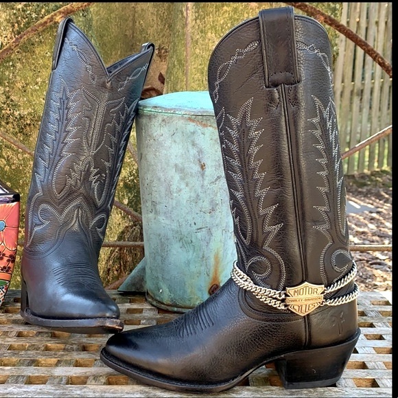 FRYE Near-NEW Black Cowgirl Cowboy Western Boots, Size 6.5 - Picture 2 of 12